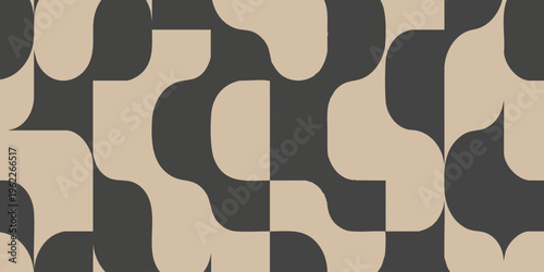 Geometric shapes create a patterned design with smooth curves.