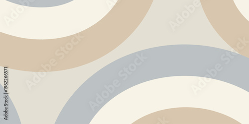 Geometric pattern of colorful arcs on a neutral background canvas