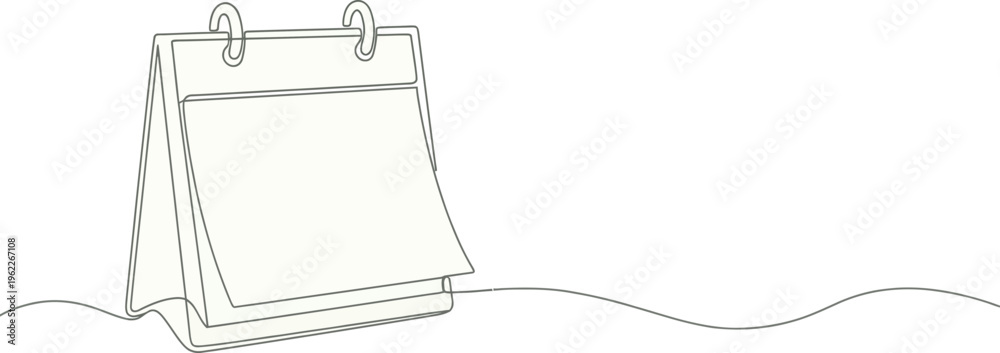 Obraz premium Single line continuous editable desktop calendar drawing. Concept of planner, countdown, memorial day. Vector illustration.