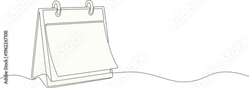 Single line continuous editable desktop calendar drawing. Concept of planner, countdown, memorial day. Vector illustration.