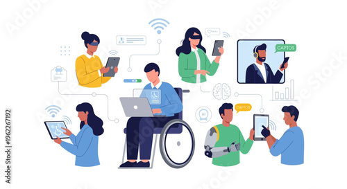 Digital Accessibility & Inclusive Future: Diverse Users Interacting with AI, VR, AR, and Smart Devices