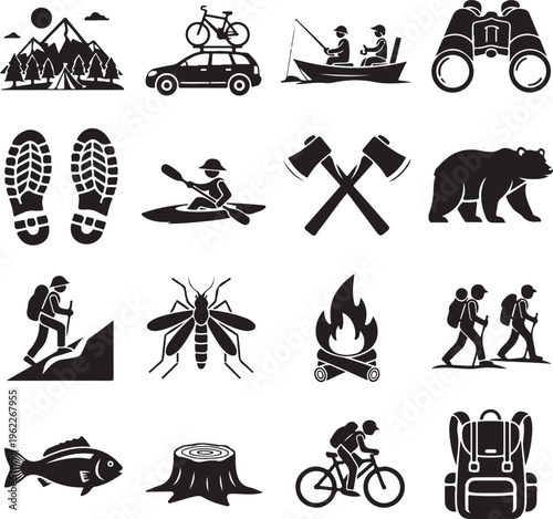 Outdoor Recreation Icons - Black Series