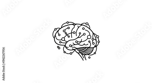 Conceptual illustration of a brain with integrated circuits and digital connections