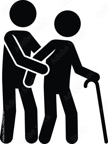 Assistance for elderly person with walking aid