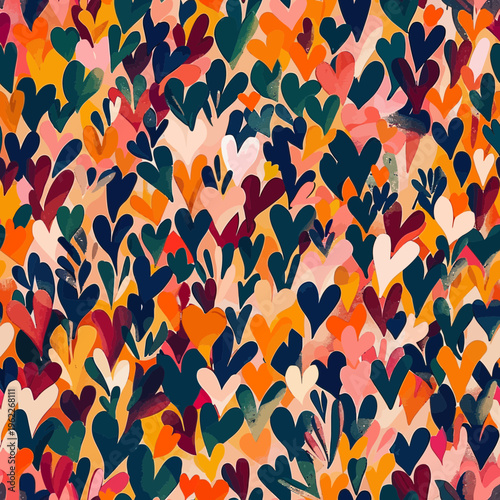 Colorful Heart Pattern Abstract Artwork Focus.