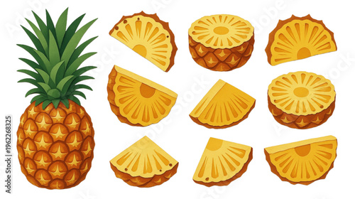 Wallpaper Mural A collection of pineapples and assorted fruits arranged together on a clean background Torontodigital.ca