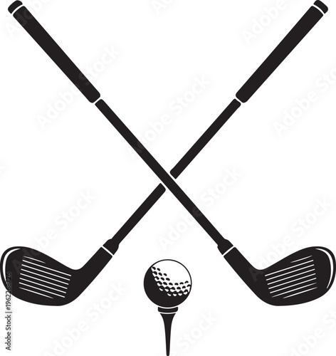 Pair of iron or wedge golf club with golf ball flat vector icon for sports apps and websites