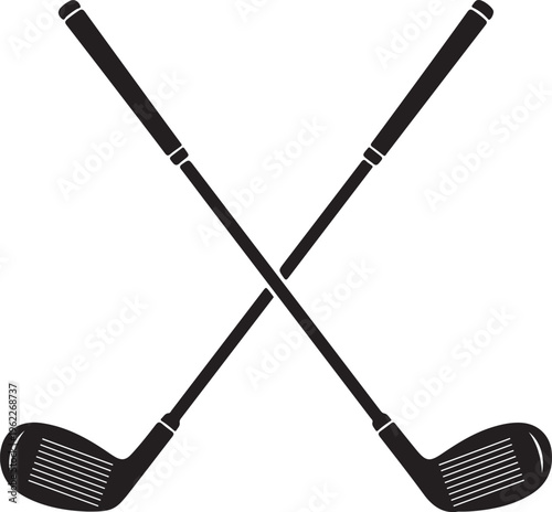 Pair of iron or wedge golf club flat vector icon for sports apps and websites