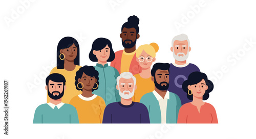 Diverse Multicultural Group of People Together - Community, Inclusion & Global Society Illustration