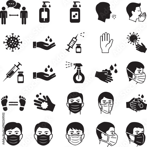 Pandemic Social Distancing Icons - Black Series