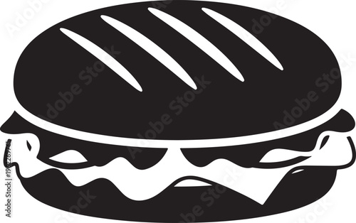 Panini icon.Flat silhouette version.