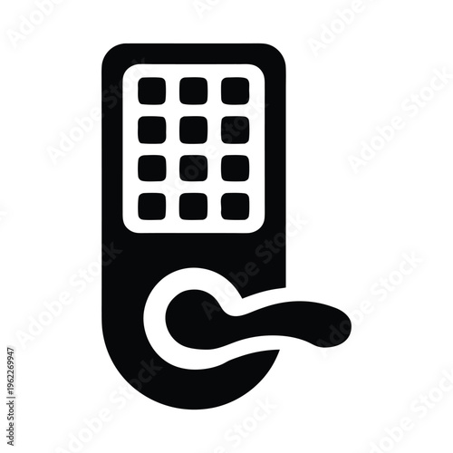 Digital smart door lock with keypad and handle icon for modern home security and office access technology