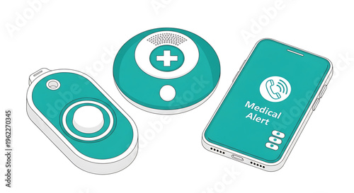 A medical alert system consisting of a wearable device, a home base unit, and a smartphone app for emergency assistance.