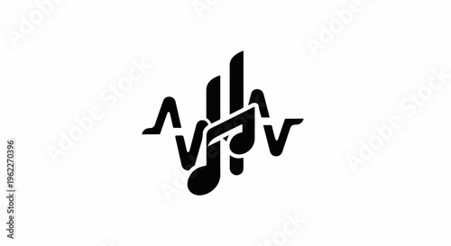 Abstract sound wave with musical notes