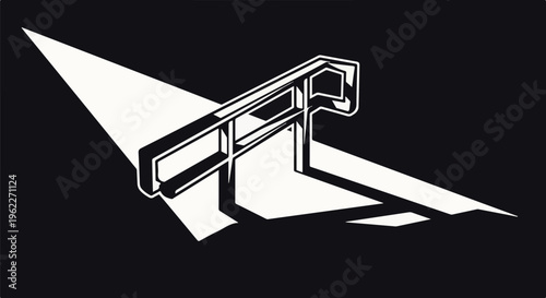 Abstract geometric shapes casting sharp, defined shadows on a dark background