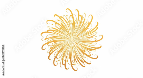 Abstract golden radial explosion of delicate brush strokes and dots