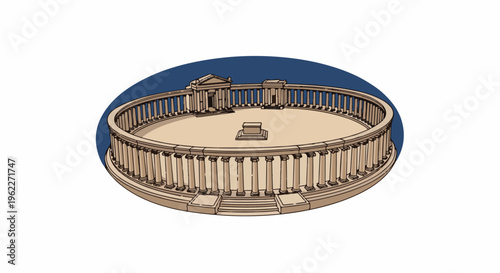 Ancient circular structure with colonnade and central raised platform