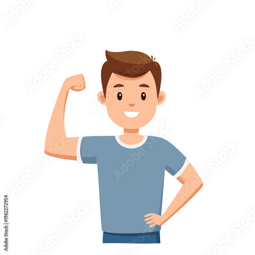 A strong and confident man flexing his bicep, showing his strength and vitality