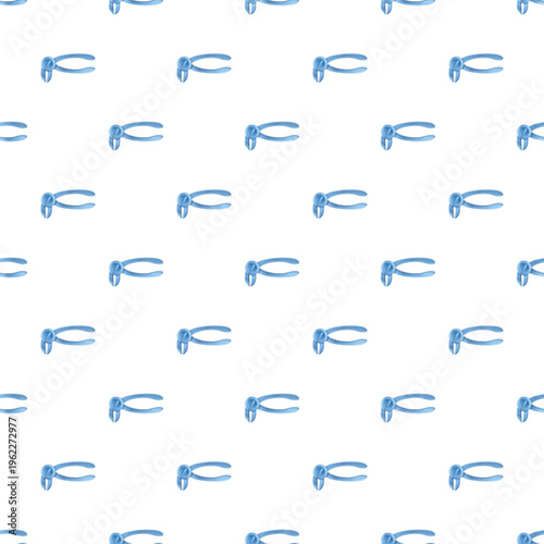 Blue nippers tool creating a repeating pattern for professional and dental concepts