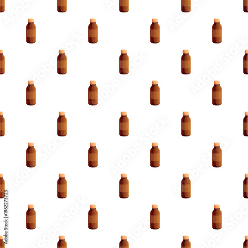 Repeating brown medicine bottles on a white background creating a seamless pattern