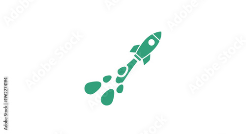 A stylistic depiction of a rocket launching against a clean white backdrop for modern branding