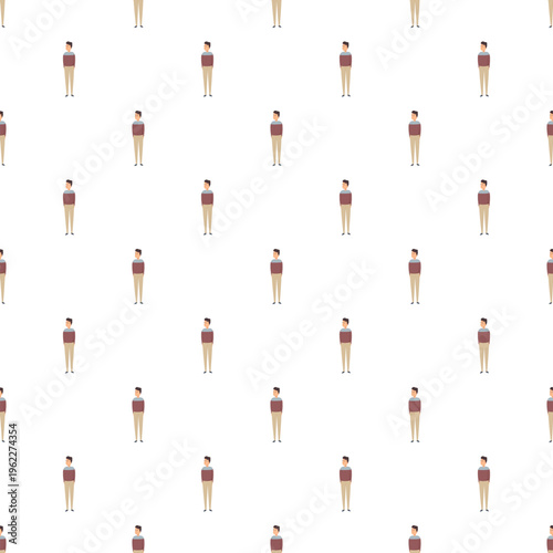 Cartoon man figures forming a repetition pattern on a white background