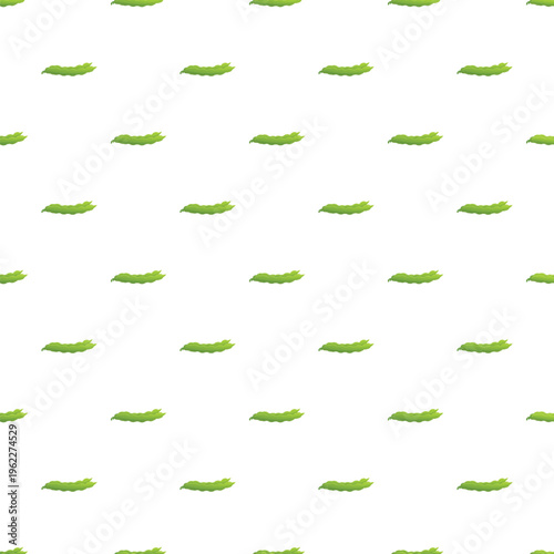Green edamame pods arranging in a natural seamless pattern on white background