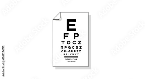 Minimalist Eye Chart Illustration on White Background for Visual Acuity Assessment