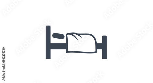 Minimalist Illustration of a Bed with Pillow and Blanket for Rest and Sleep Symbol