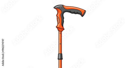 A vibrant orange walking cane with a comfortable grip and sturdy design for mobility assistance