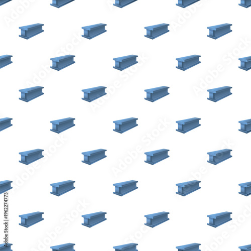 Steel i beams forming a repeating seamless pattern suitable for industrial backgrounds