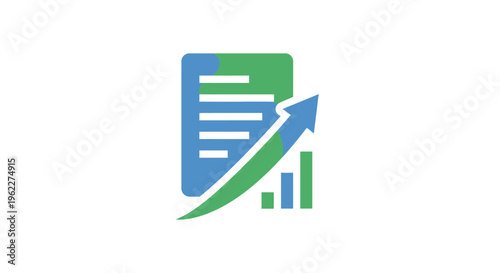 Business growth report symbol with chart and document in a clean and modern design