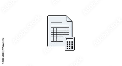 Iconic representation of financial paperwork with a calculator for calculations and accounting work