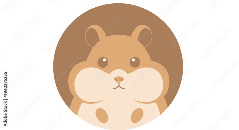 Obraz premium Cute cartoon hamster illustration within a circle, perfect for various design uses