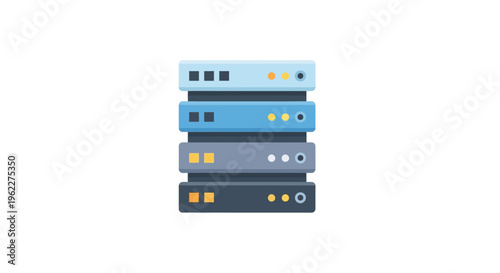 Conceptual illustration of server hardware arranged in a stacked configuration for data storage