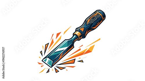 Chisel Tool with Handle Closeup.