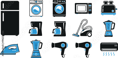 Set of household appliances icons