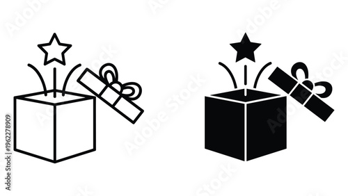 Black and white of a trophy with star and ribbon celebration