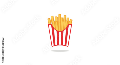 Illustrated depiction of a portion of golden fried potatoes in a fast-food style container