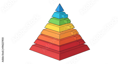 A colorful pyramid chart icon representing hierarchy and structure in a modern, flat design style.