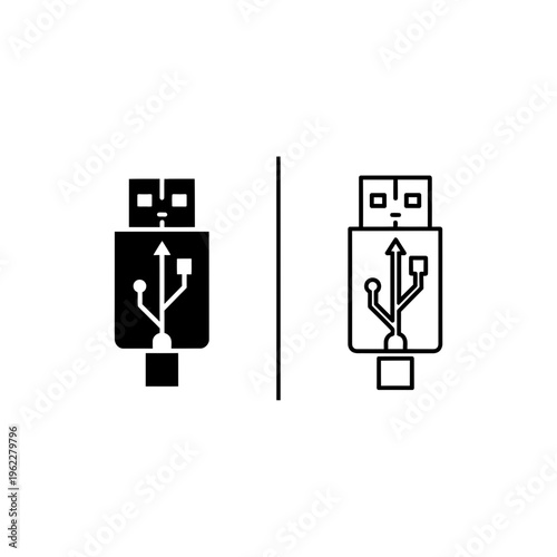 Usb flash drive icon, data storage symbol, memory stick graphic