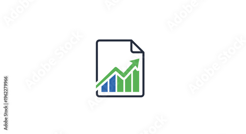 Business growth report symbol: ascending chart and document icon representing progress and finance