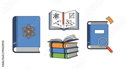 Physics Book Line art vector modern simple shapes illustration
