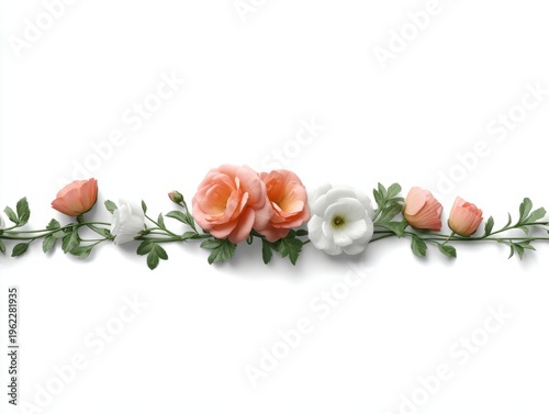 Delicate Floral Arrangement with Soft Pink and White Roses on a Clean White Background for Elegant Design Projects