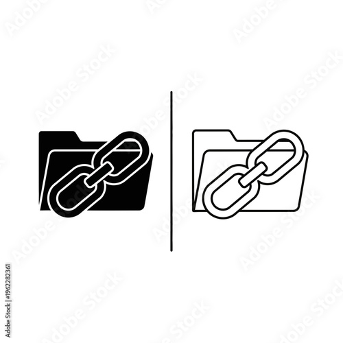 Linked folder icon: black and outline styles representing connections