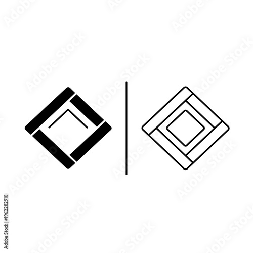 Geometric diamond frame icon with nested squares for design and layout with geometric shape