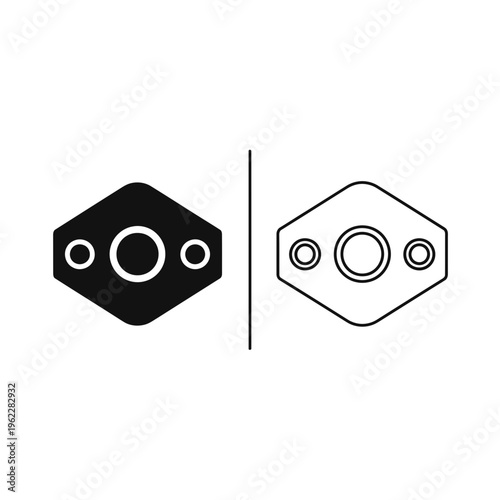 Industrial pipe flange icon set for manufacturing and engineering design elements with mechanical pa
