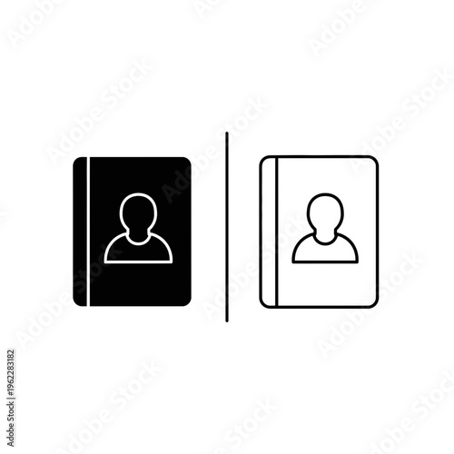 Address book and user contact icon set for personal directory and information management