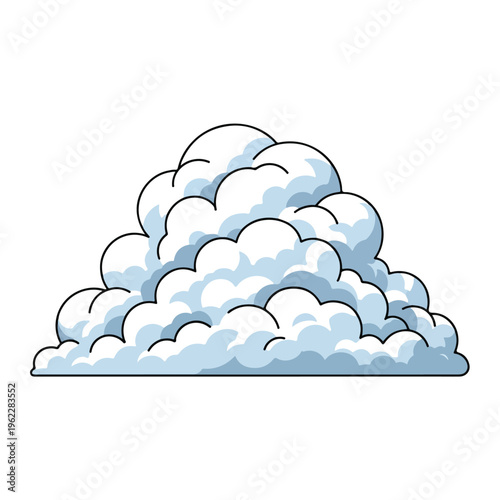 cartoon line art cumulus cloud vector illustration
