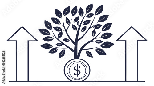 Investment Growth Concept Vector – Money Tree Illustration